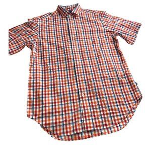 Nautica Men's Classic Fit Shirt Plaid Button-Down Red & Blue Size M